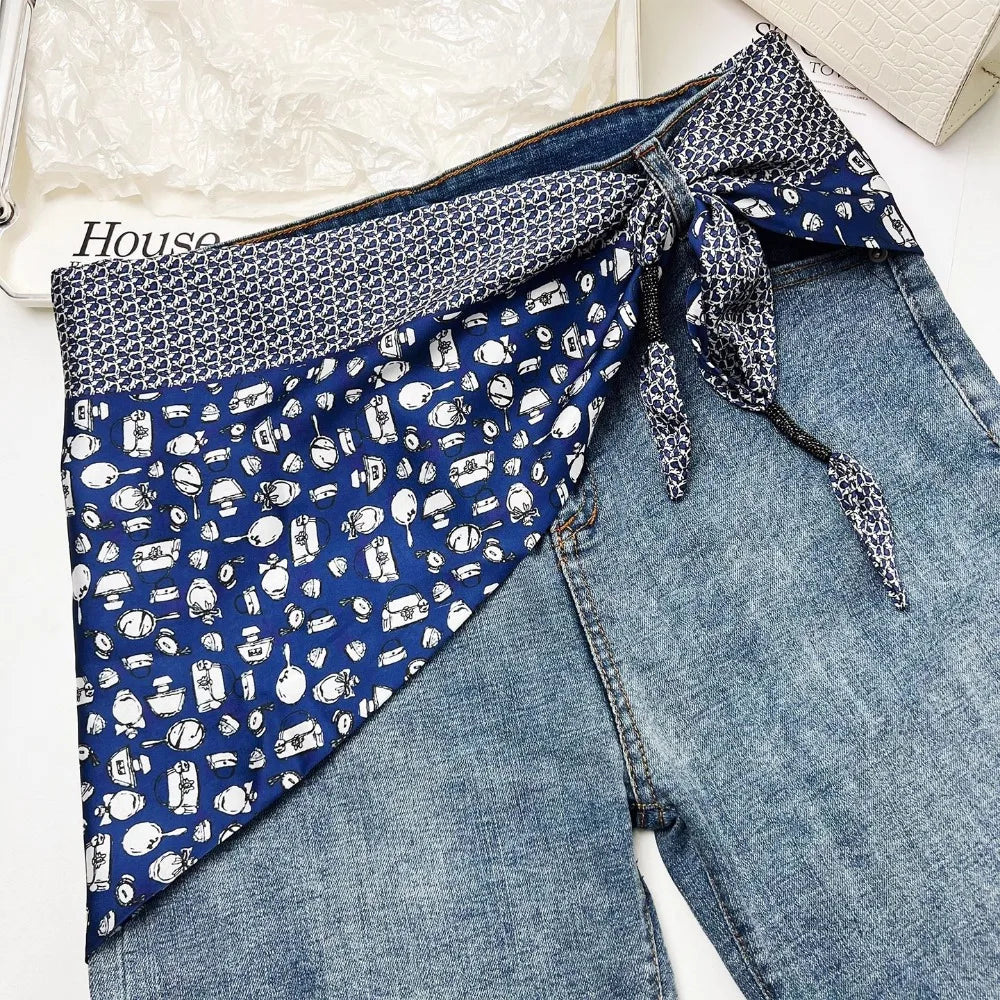 Ceinture foulard en soie cajou Floral