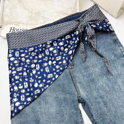 Ceinture foulard en soie cajou Floral