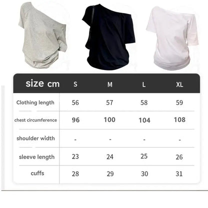 T-shirt Femme à Manches Courtes – Col Incliné Style Street Sexy