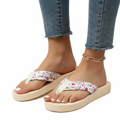 Tongs antidérapantes pour femme, style floral, sandale d'été