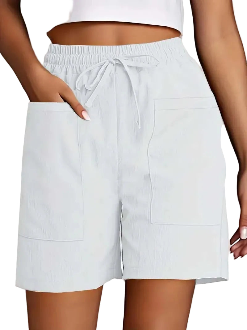 Short bermuda femme coupe ample avec poches – style décontracté couleur unie