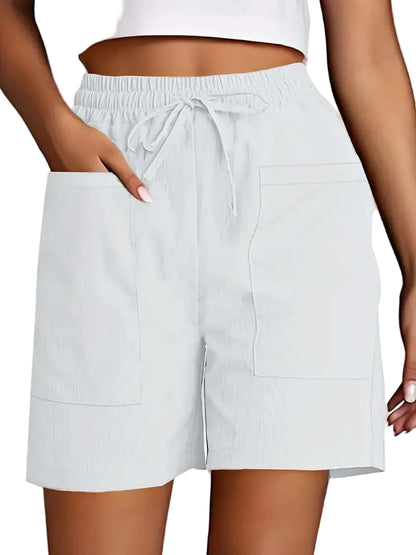 Short bermuda femme coupe ample avec poches – style décontracté couleur unie