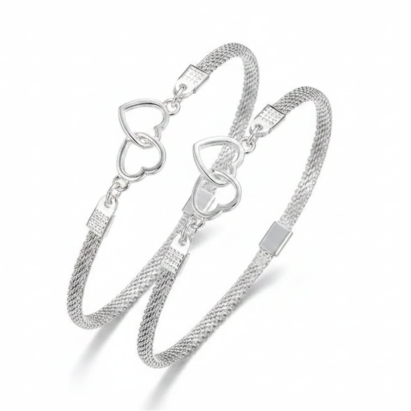 Chaîne de Cheville Cœur Brillant – Argent & Strass