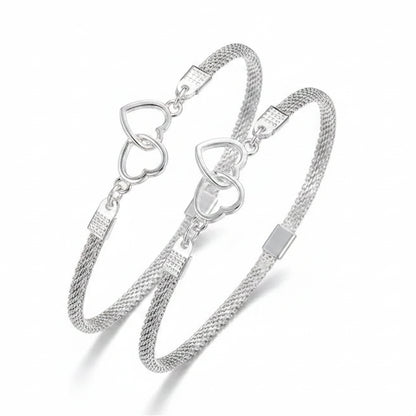 Chaîne de Cheville Cœur Brillant – Argent & Strass