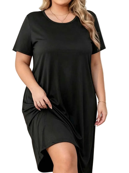 Sophie – Robe Décontractée Grande Taille à Manches Courtes