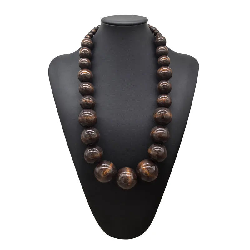 Collier de perles en bois fait à la main pour femme