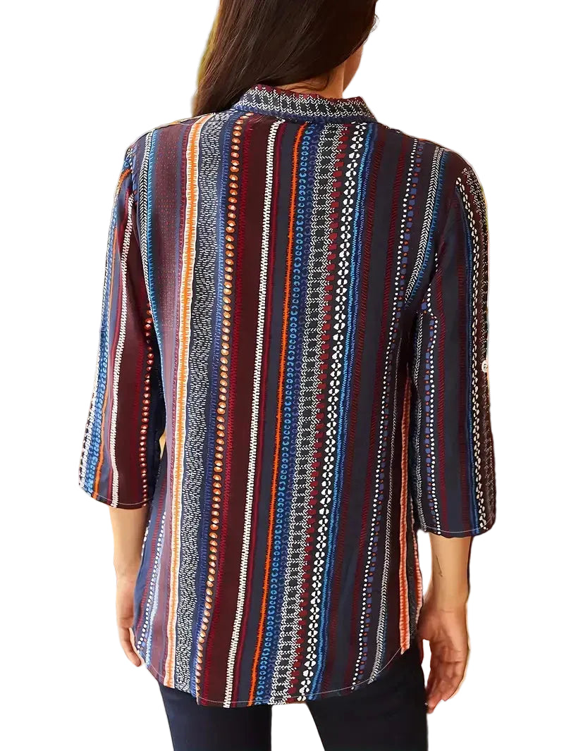 Chemise florale à manches longues pour femme – coupe slim sexy