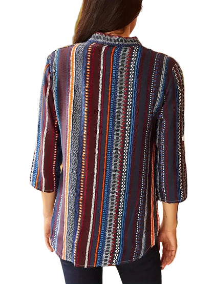 Chemise florale à manches longues pour femme – coupe slim sexy
