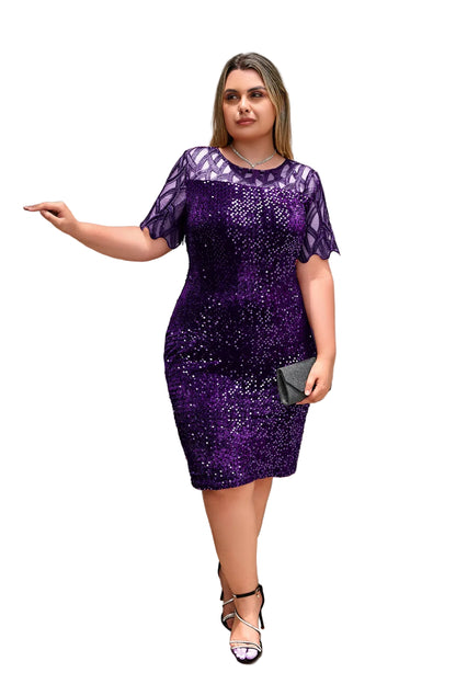 Robe grande taille à col rond avec fermeture éclair cachée