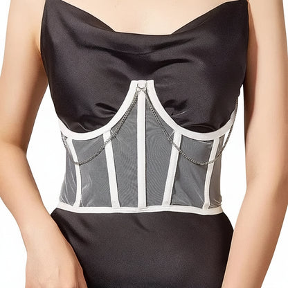Ceinture Corset Punk Femme avec Chaîne Métallique