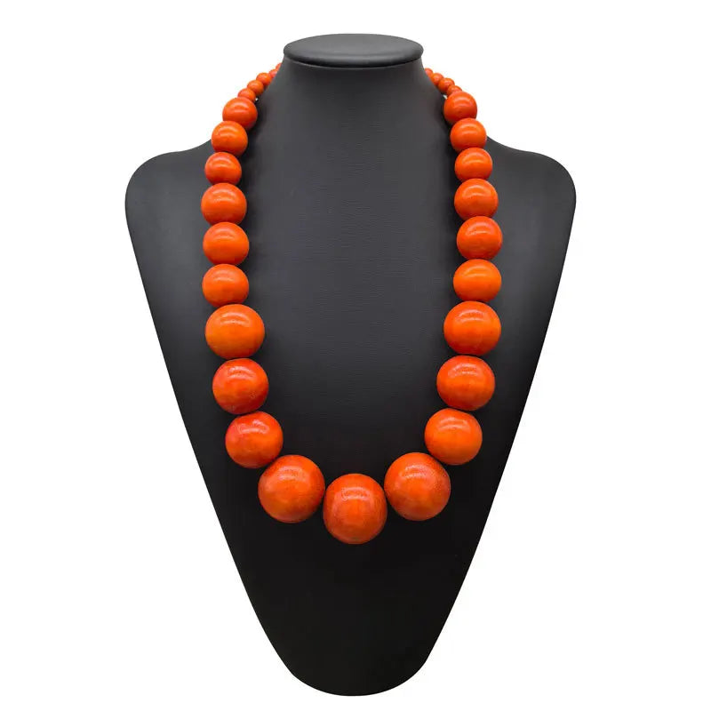 Collier de perles en bois fait à la main pour femme