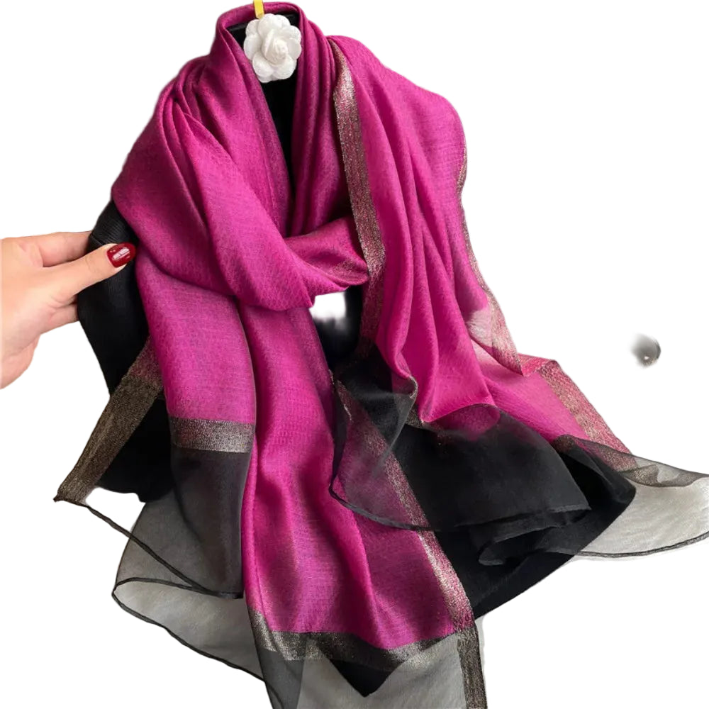 Echarpe de luxe en soie Organza élégant couleur unie
