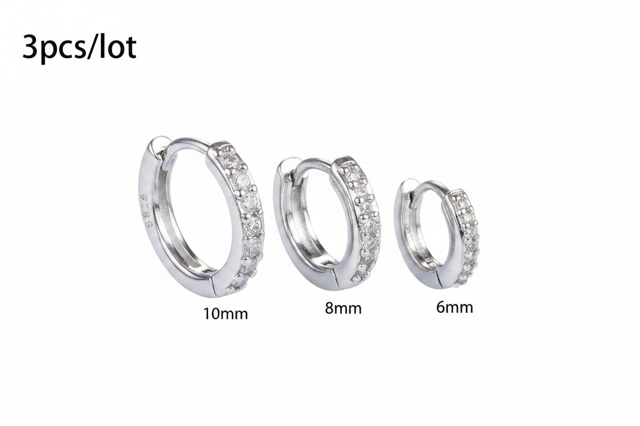 Ensemble Simple en acier inoxydable cristal petite boucle d'oreille femmes