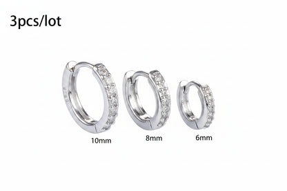 Ensemble Simple en acier inoxydable cristal petite boucle d'oreille femmes