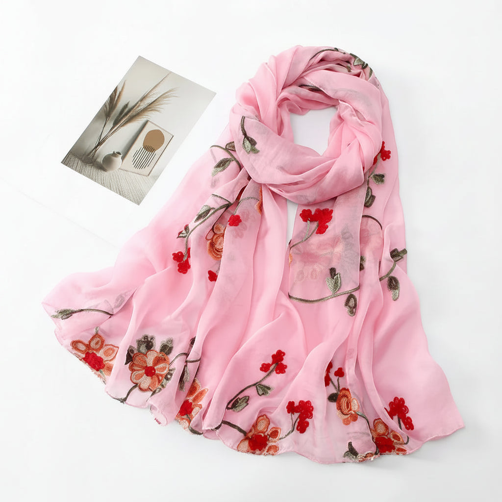 Écharpe brodée style ethnique littéraire et rétro printemps été