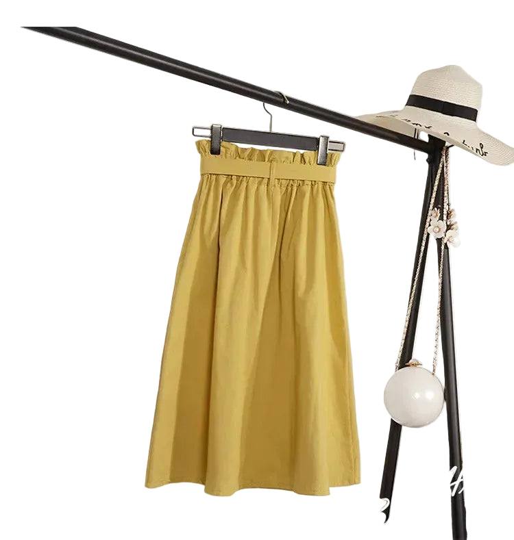 Jupe Longue Trapèze Taille Haute Boutonnée – Style Artistique Femme