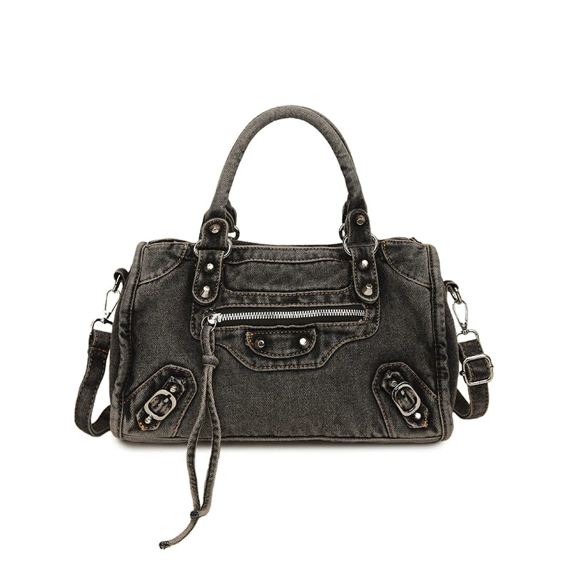Sac en denim bleu pour femme style streetwear luxe