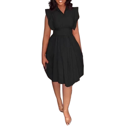 Robe midi femme unie sans manches – légère et élégante printemps-été