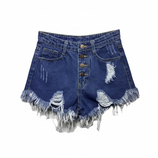 Short Jean Taille Haute Trapèze Femme – Style Coréen Ample Boutonné