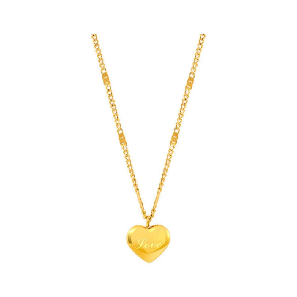 Collier pendentif cœur en métal plaqué or pour femme