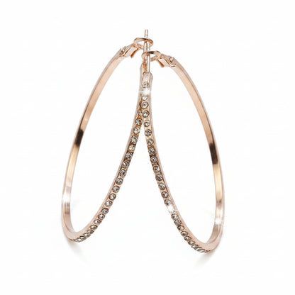 Boucles d’oreilles créoles Glam Circle – Strass grand cercle