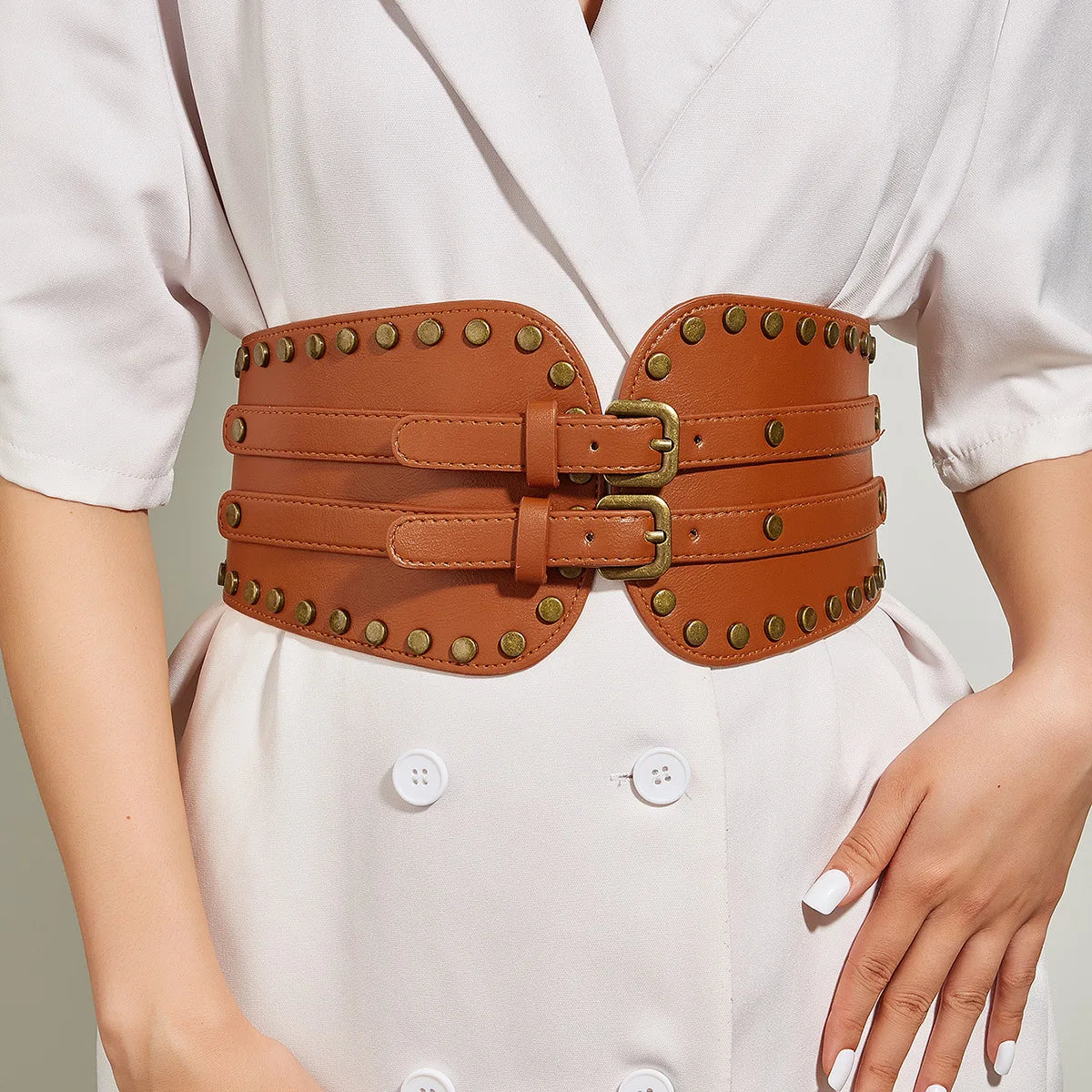 Ceinture corset à rivets pour femme