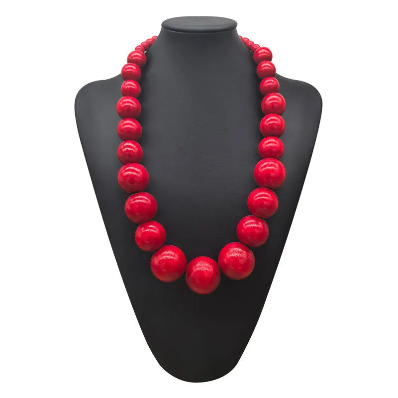 Collier de perles en bois fait à la main pour femme