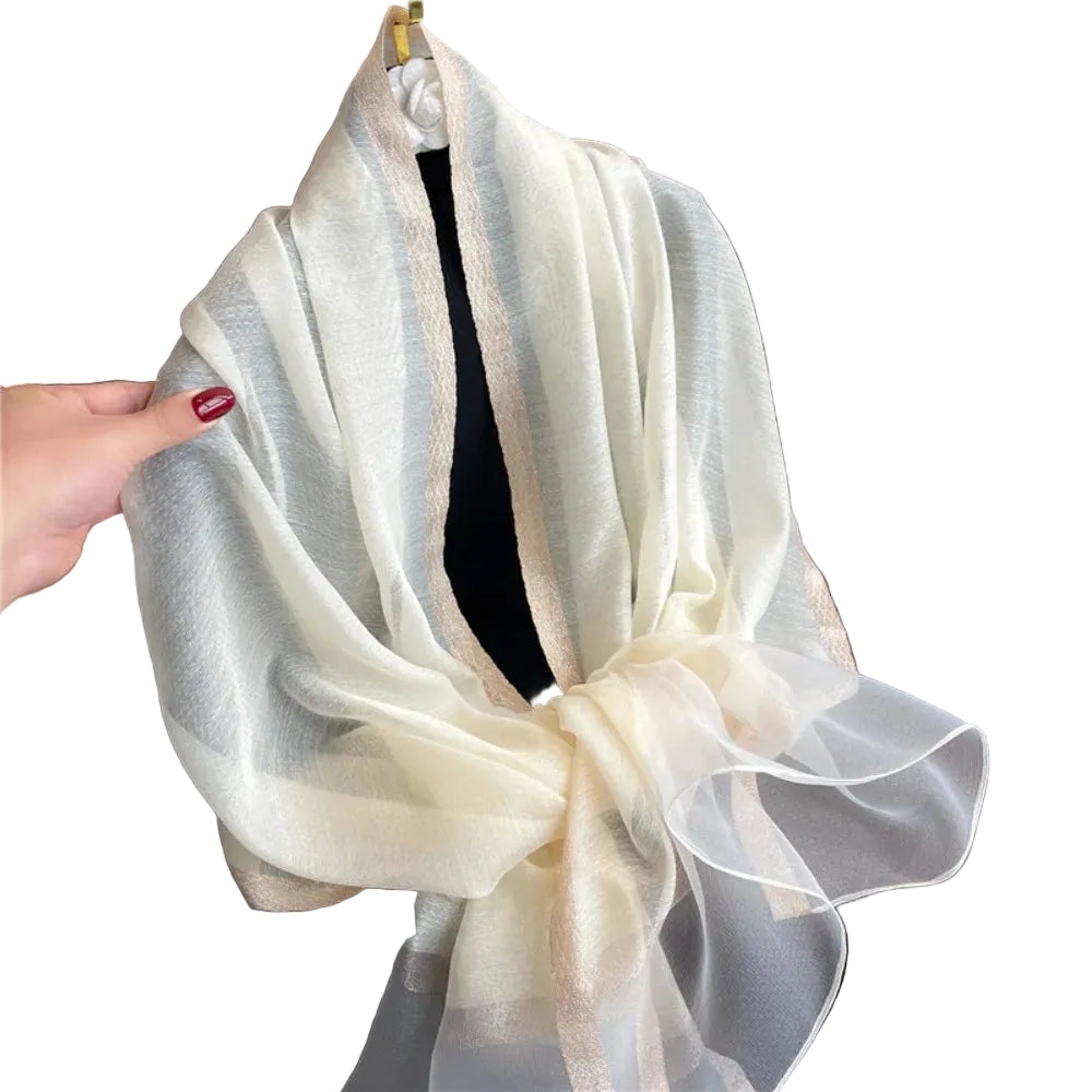 Echarpe de luxe en soie Organza élégant couleur unie