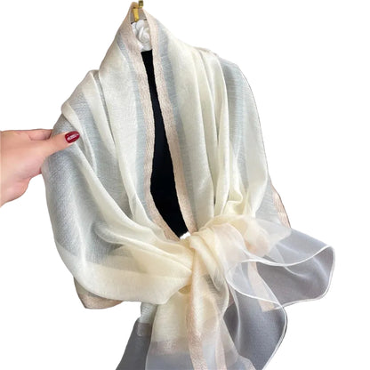 Echarpe de luxe en soie Organza élégant couleur unie