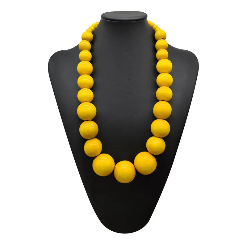 Collier de perles en bois fait à la main pour femme