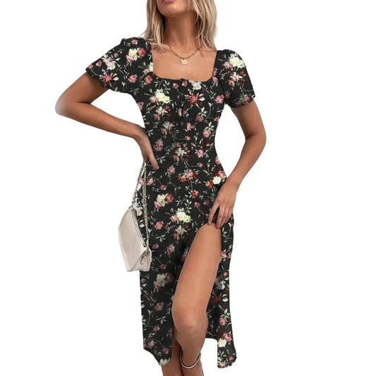 Robe boho Fleurie Manches Bouffantes – Look Tendance Été
