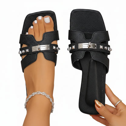 Pantoufles Plates de Luxe pour Femme – Sandales de Plage Tendance et Confortables