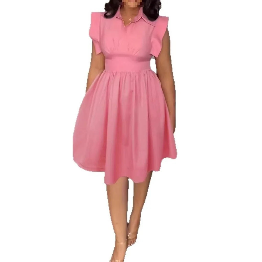 Robe midi femme unie sans manches – légère et élégante printemps-été
