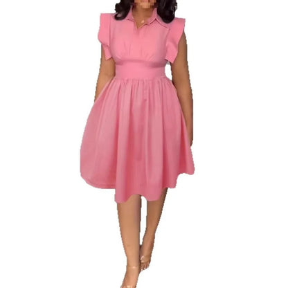 Robe midi femme unie sans manches – légère et élégante printemps-été