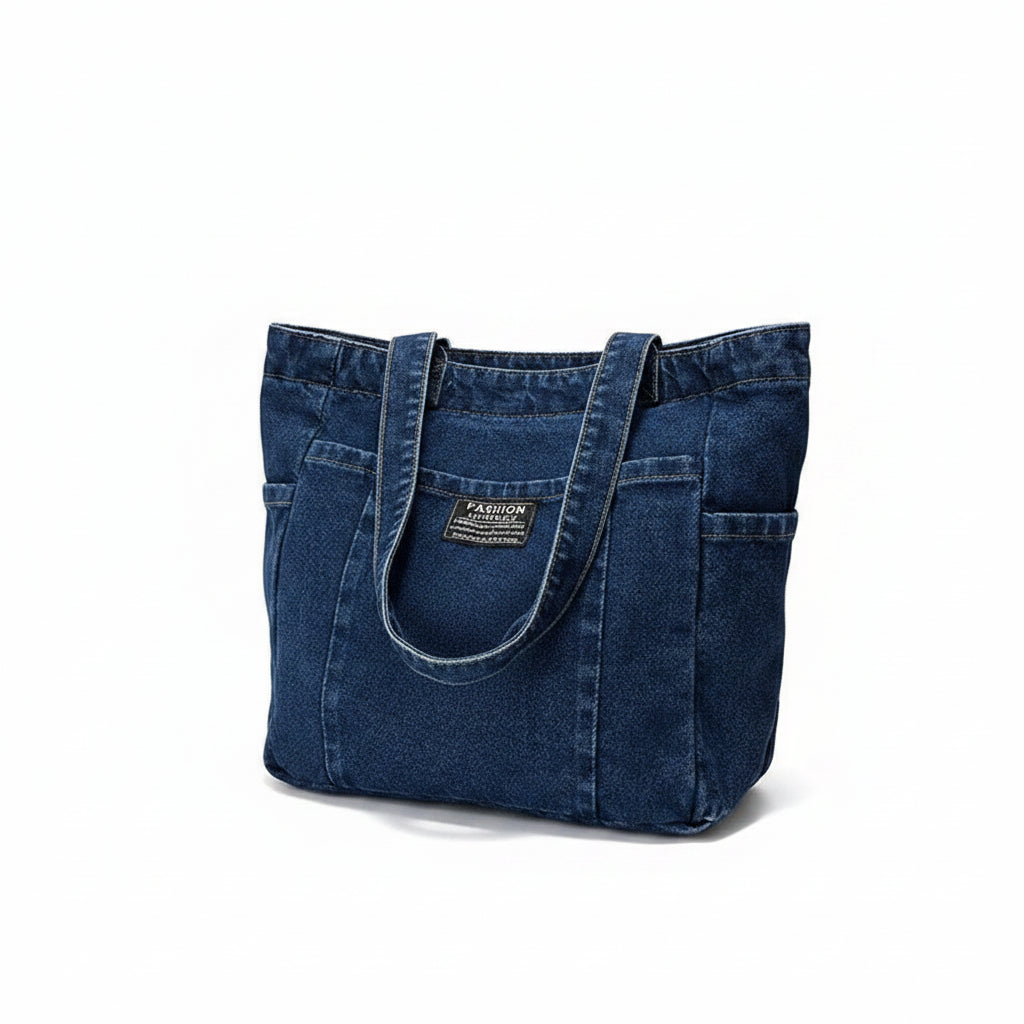 Sac fourre-tout en denim grande capacité – style urbain polyvalent