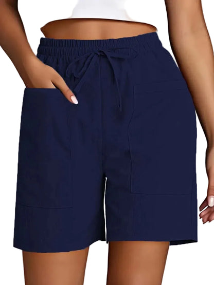 Short bermuda femme coupe ample avec poches – style décontracté couleur unie