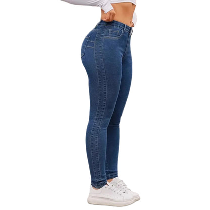 Jean crayon slim stretch taille haute pour femme, longueur complète