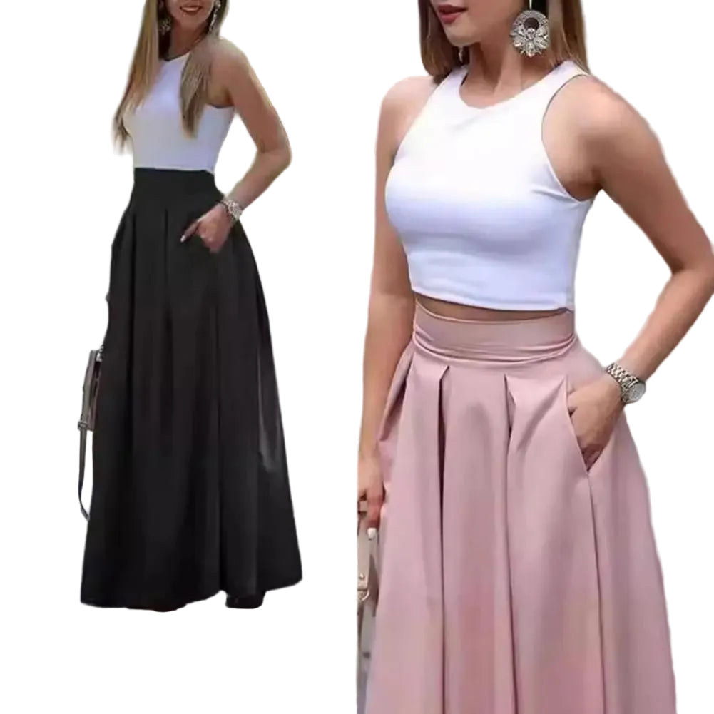Jupe maxi élégante taille haute pour femme – Tissu respirant et coupe amincissante