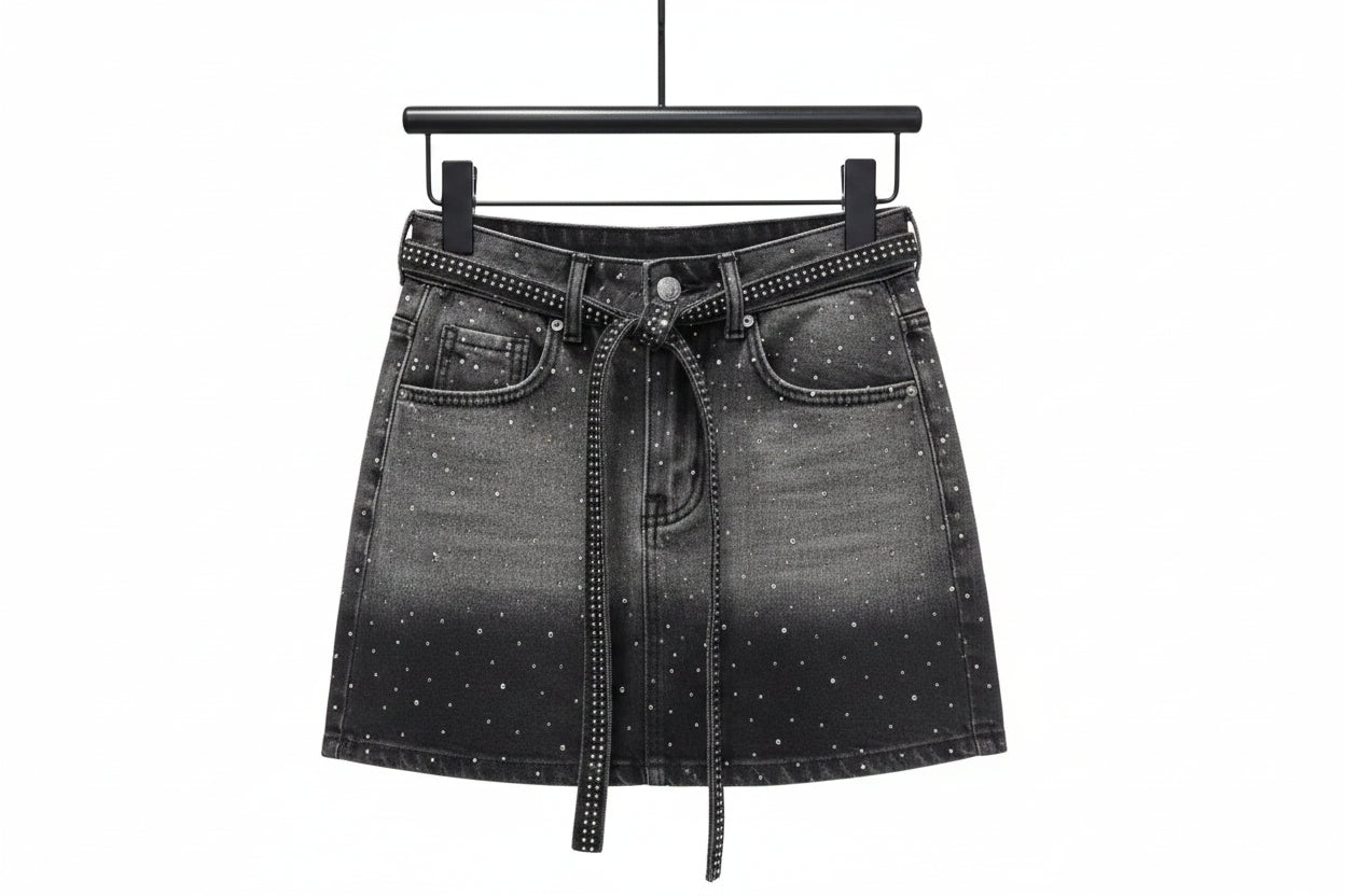 Mini jupe en jean rétro oversize pour femme – Taille haute en denim