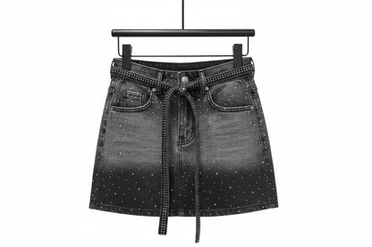 Mini jupe en jean rétro oversize pour femme – Taille haute en denim