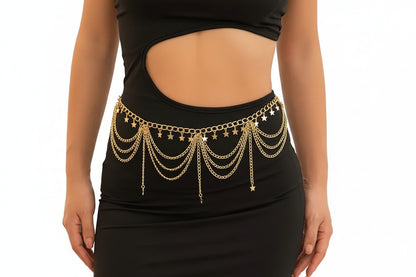 Ceinture chaîne avec pampilles de perles