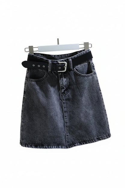 Mini Jupe en Jean Taille Haute Évasée Femme – Style Décontracté