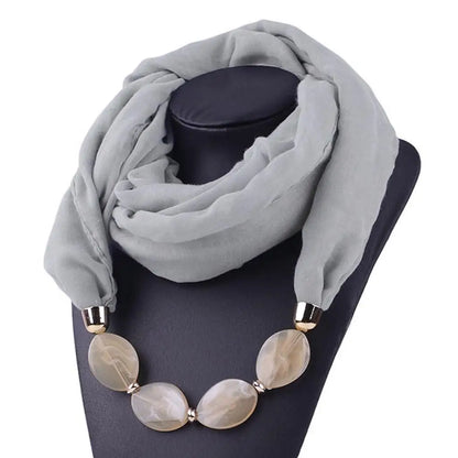 Écharpe Collier Ethnique en Coton Lin – Pendentif Bohème Femme