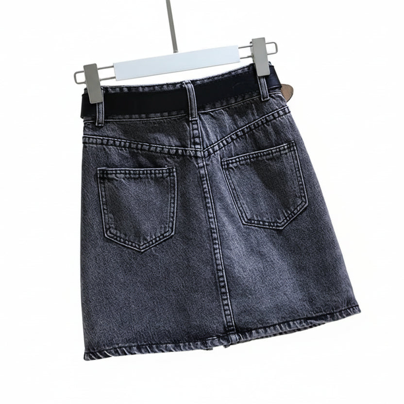 Mini Jupe en Jean Taille Haute Évasée Femme – Style Décontracté