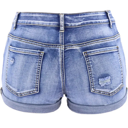 Shorts en jean déchirés pour femmes, taille haute, style plage sexy