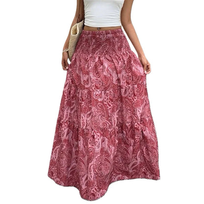 Jupe Longue Bohème Imprimée Taille Haute – Coupe Trapèze Superposée