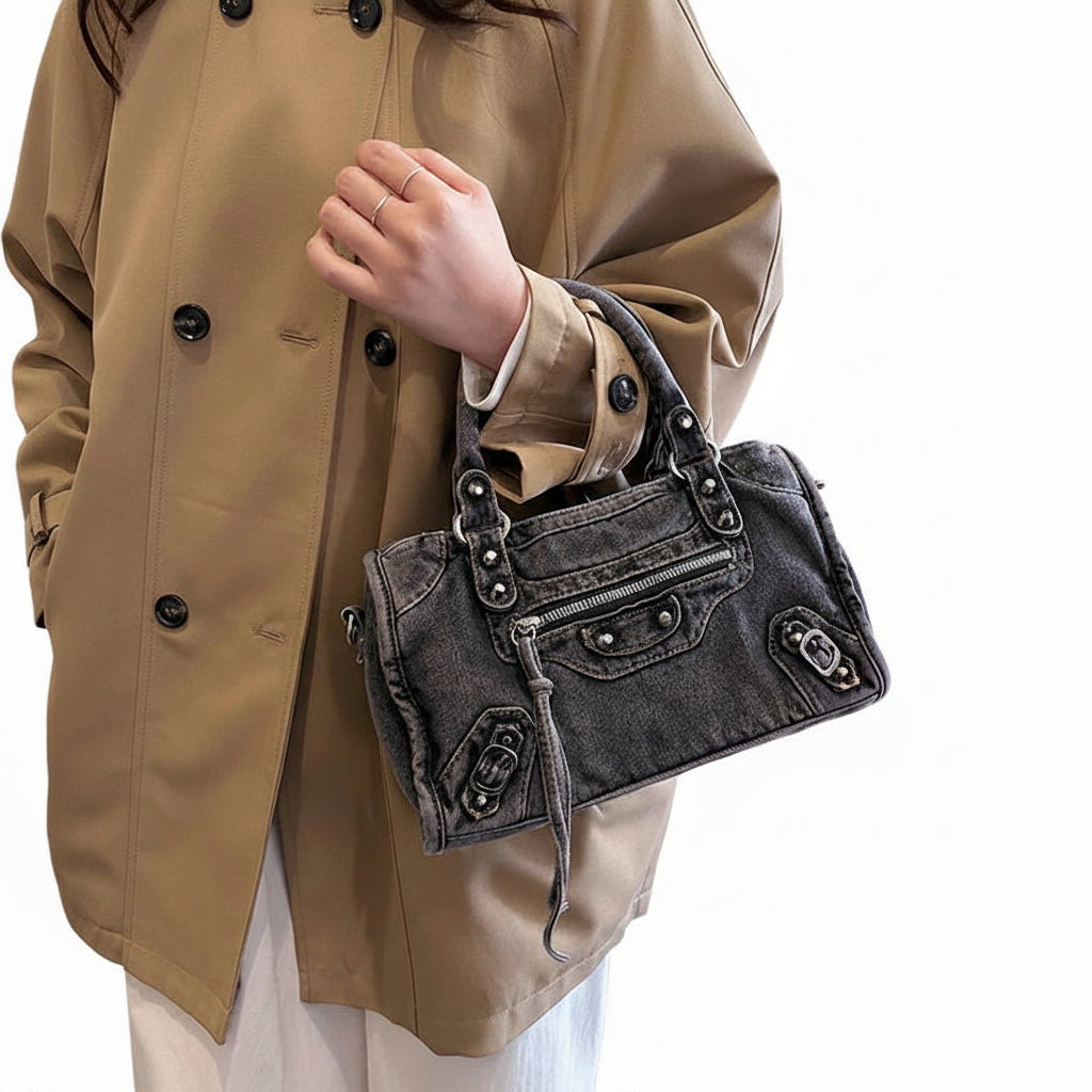Sac en denim bleu pour femme style streetwear luxe