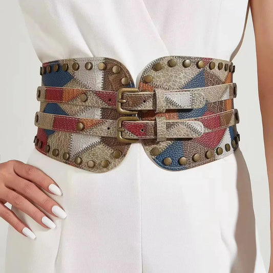 Ceinture corset à rivets pour femme