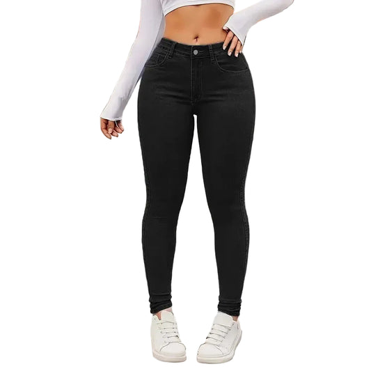 Jean crayon slim stretch taille haute pour femme, longueur complète