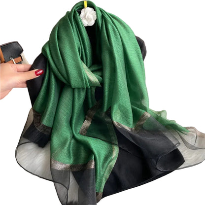 Echarpe de luxe en soie Organza élégant couleur unie